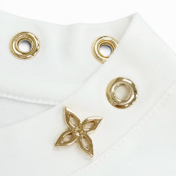 極美品△LOUIS VUITTON ルイヴィトン 23AW モノグラム ハトメ サイドストラップ クルーネック 半袖Ｔシャツ ホワイト XS 伊製 正規品