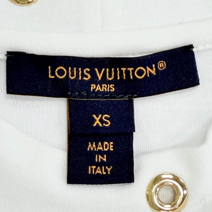 極美品△LOUIS VUITTON ルイヴィトン 23AW モノグラム ハトメ サイドストラップ クルーネック 半袖Ｔシャツ ホワイト XS 伊製 正規品