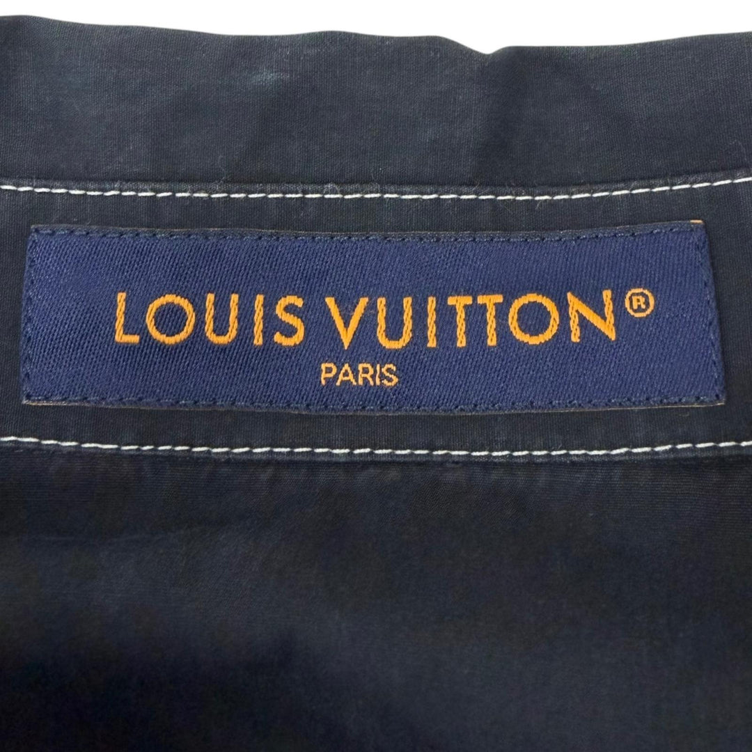 美品□LOUIS VUITTON ルイヴィトン 24AW コットン LVロゴワッペン ショートスリーブ 半袖シャツ 黒 4L/希少サイズ イタリア製 正規品
