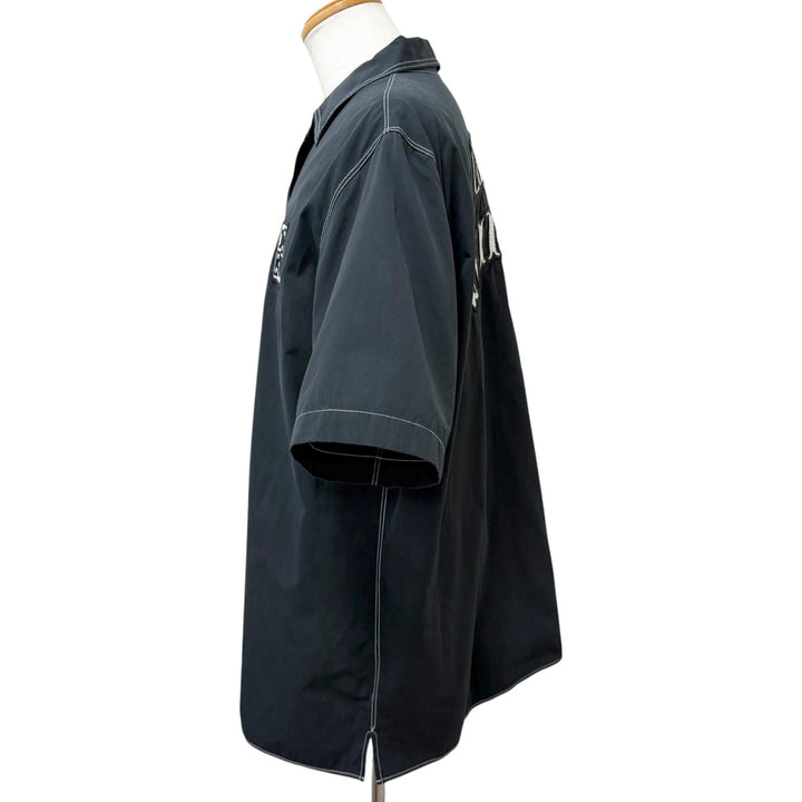 美品□LOUIS VUITTON ルイヴィトン 24AW コットン LVロゴワッペン ショートスリーブ 半袖シャツ 黒 4L/希少サイズ イタリア製 正規品