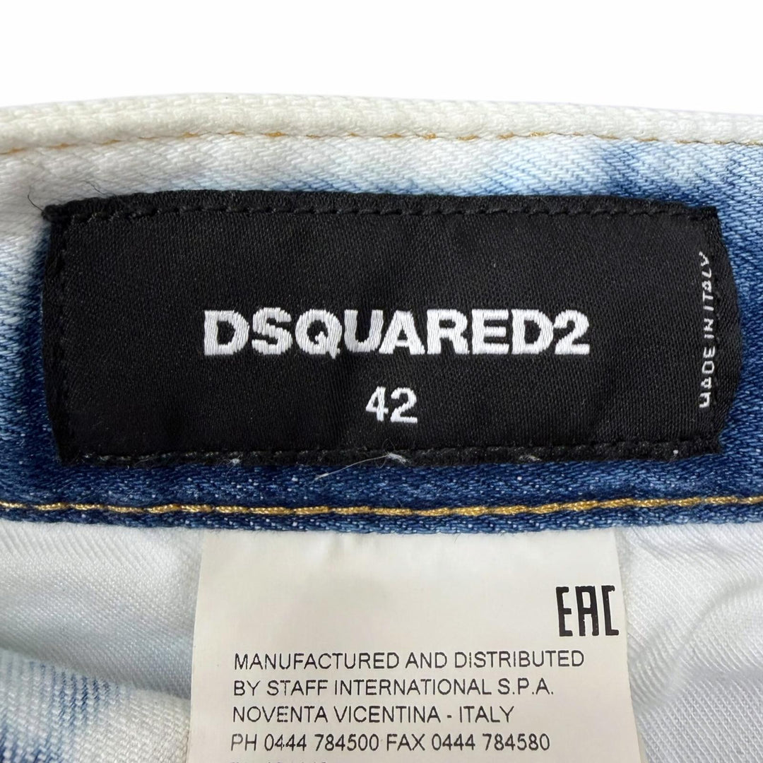 【ドンドン見直し】美品□DSQUARED2 ディースクエアード 19SS S74LB0486 Skater Jean ダメージ加工 デニムパンツ ブルー 42 伊製 正規品