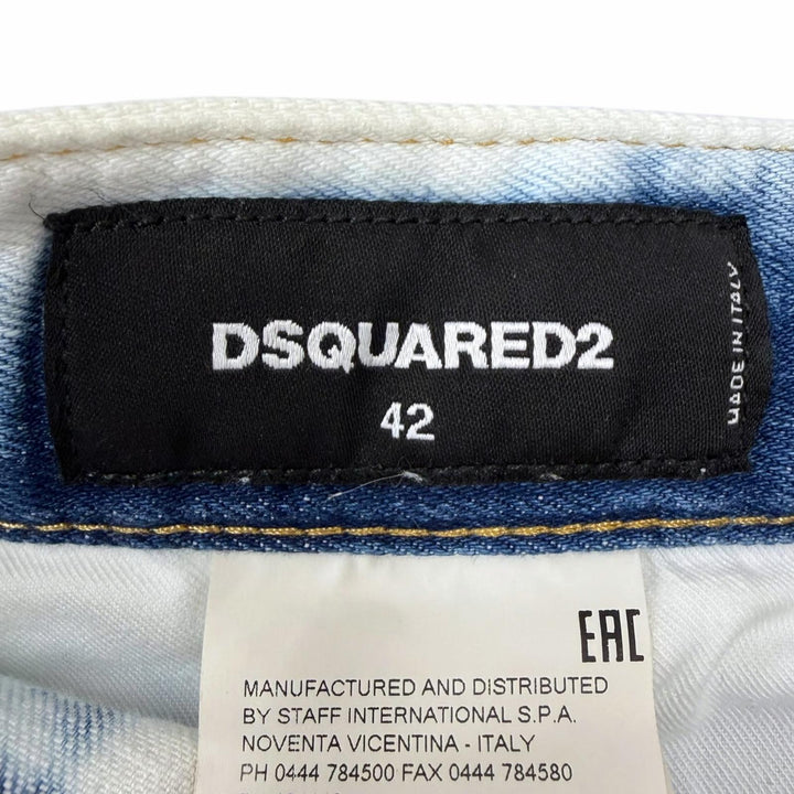 【ドンドン見直し】美品□DSQUARED2 ディースクエアード 19SS S74LB0486 Skater Jean ダメージ加工 デニムパンツ ブルー 42 伊製 正規品