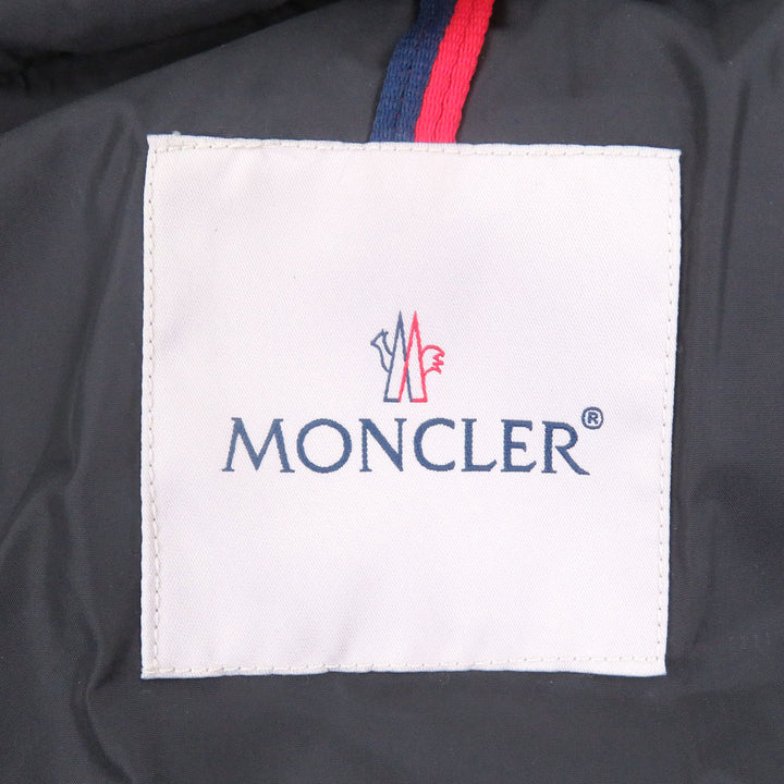 美品□MONCLER モンクレール CLUNY GIUBBOTTO ロゴワッペン付き ファーフーデッド ダウンジャケット ダウンコート グレー 2 メンズ