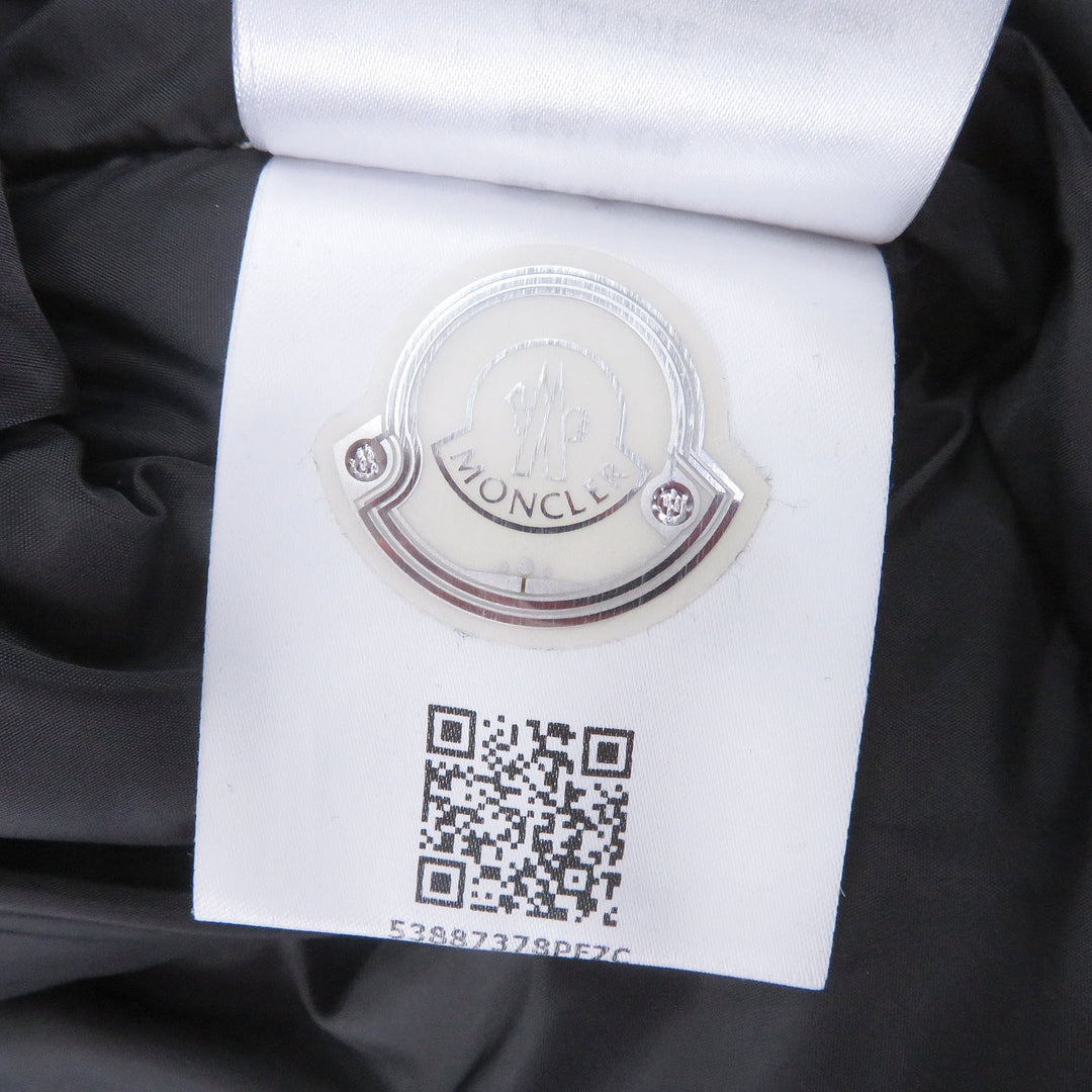 美品□MONCLER モンクレール CLUNY GIUBBOTTO ロゴワッペン付き ファーフーデッド ダウンジャケット ダウンコート グレー 2 メンズ