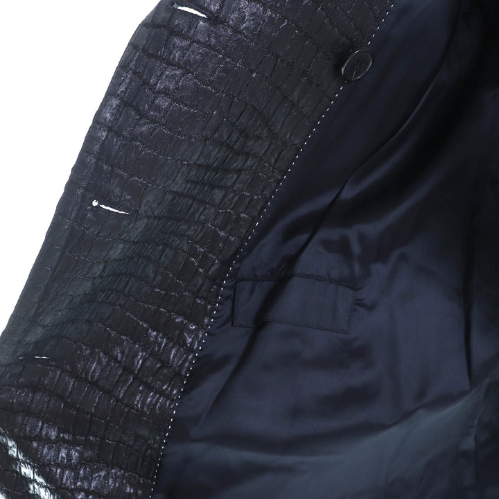 極美品△DRIES VAN NOTEN ドリスヴァンノッテン 1025678 クロコ型押し ロング トレンチコート ブラック 36 正規品 レディース オススメ◎