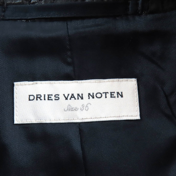 極美品△DRIES VAN NOTEN ドリスヴァンノッテン 1025678 クロコ型押し ロング トレンチコート ブラック 36 正規品 レディース オススメ◎