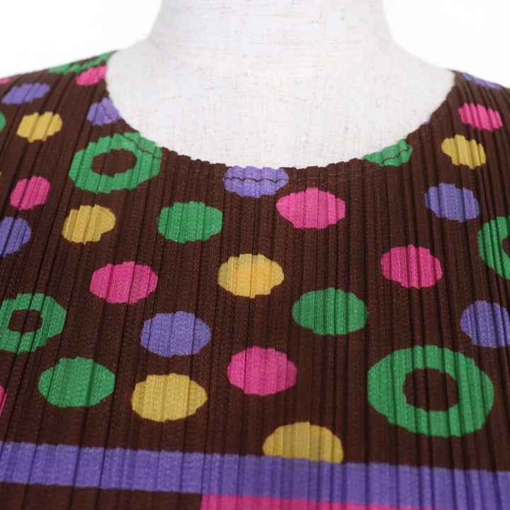極美品☆PLEATS PLEASE プリーツプリーズ イッセイミヤケ PP21-JK594 長袖 カットソー マルチカラー 3 日本製 正規品 レディース