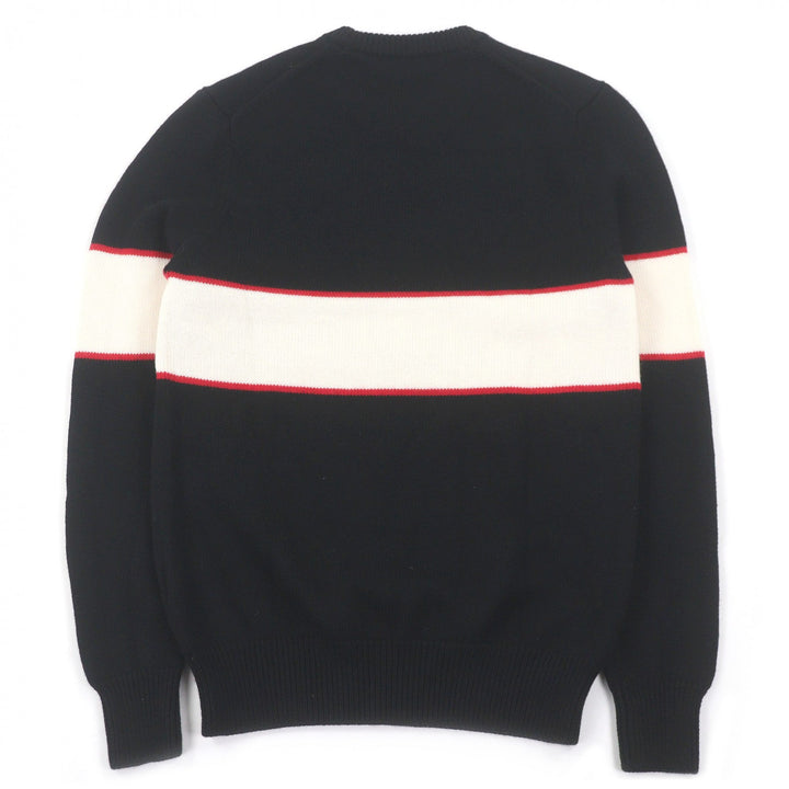 美品□GIVENCHY ジバンシィ BM900G400M ウール100％ ロングスリーブ ロゴニット セーター ブラック ホワイト S 正規品 メンズオススメ◎