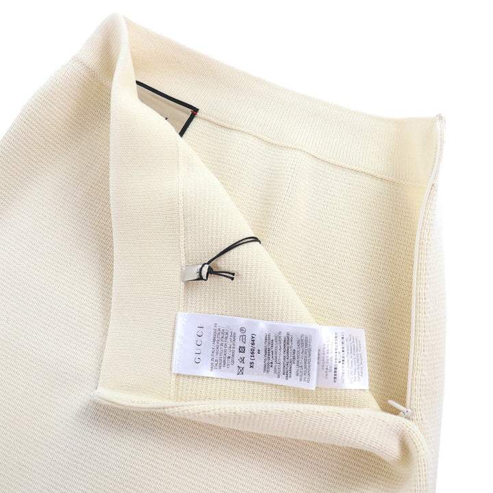 未使用△GUCCI グッチ 23SS 726801 ウール100％ サイドジップ ニットスカート ミニスカート アイボリー XS イタリア製 正規品 レディース