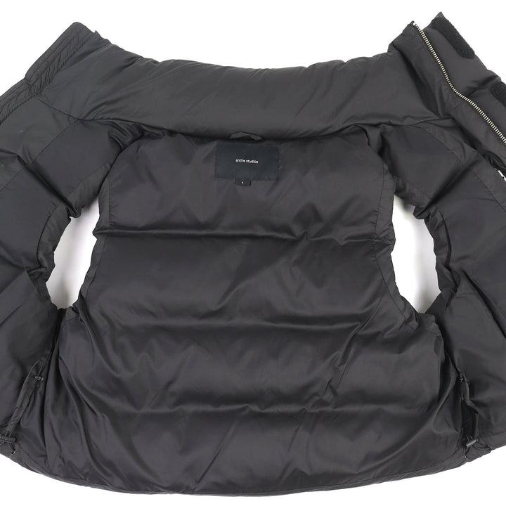 美品△ENTIRE STUDIOS エンタイアスタジオ ES2400 PO047 MML VEST スタンドカラー ジップアップ ショートダウンベスト ブラック S メンズ