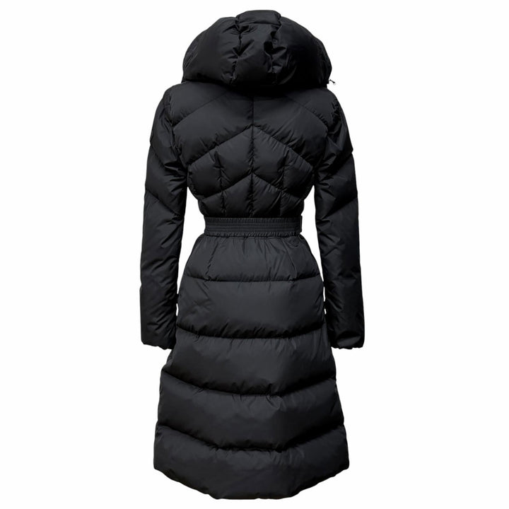 美品★MONCLER モンクレール 20-21AW F20931D50700 AGOT ベルト・フード付き デカロゴワッペン ZIP UP ダウンコート ブラック 00 正規品