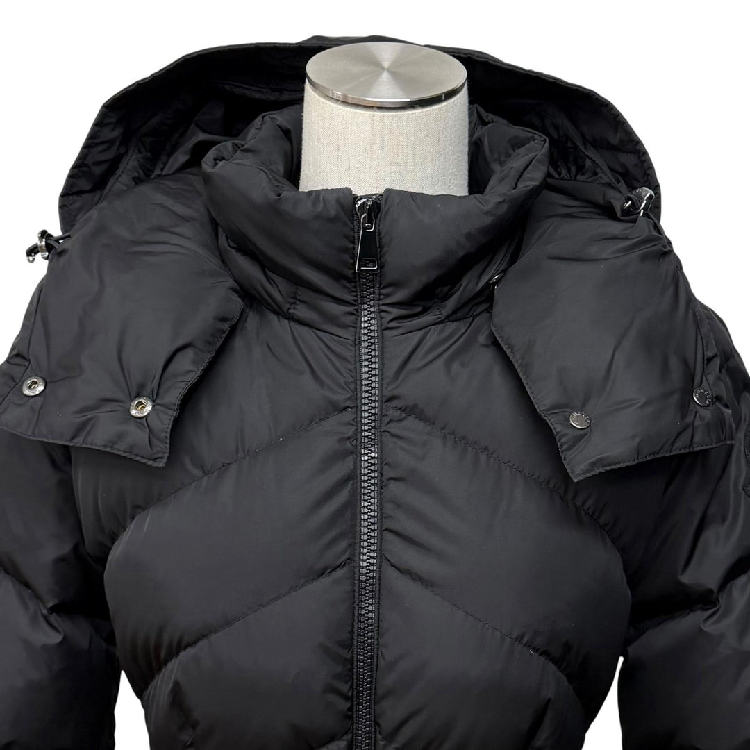 美品★MONCLER モンクレール 20-21AW F20931D50700 AGOT ベルト・フード付き デカロゴワッペン ZIP UP ダウンコート ブラック 00 正規品
