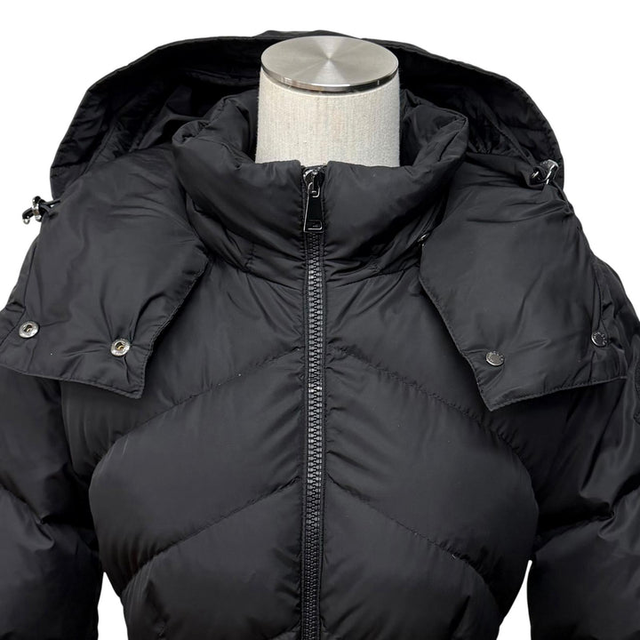 美品★MONCLER モンクレール 20-21AW F20931D50700 AGOT ベルト・フード付き デカロゴワッペン ZIP UP ダウンコート ブラック 00 正規品