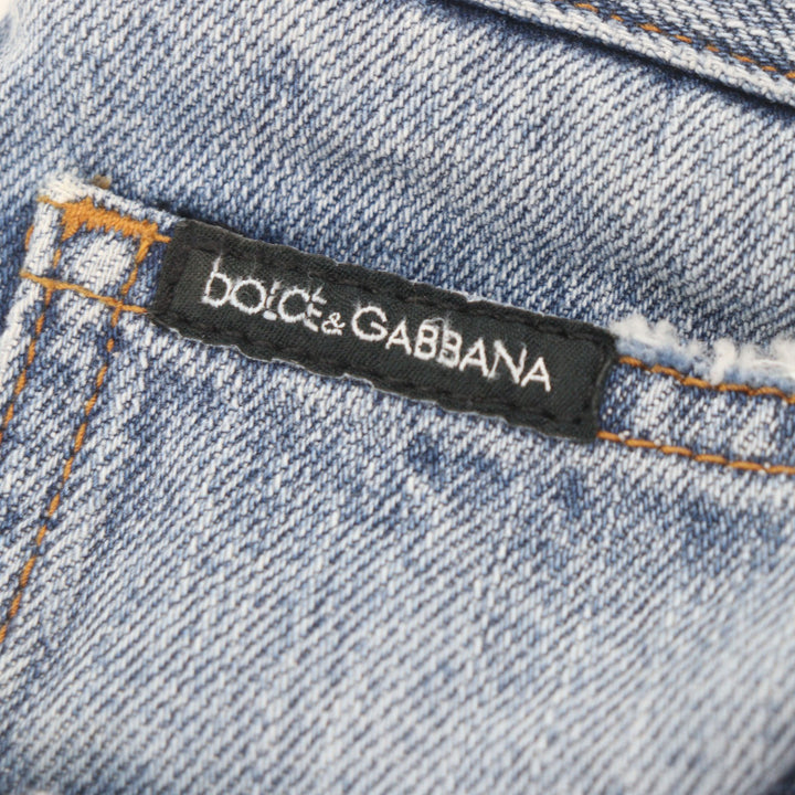 未使用品▼DOLCE&amp;GABBANA ドルチェ＆ガッバーナ J301AD LOOSE 黒タグ ダメージ加工 ロゴ刺繍 ZIPデザイン デニムパンツ ブルー 48 正規品
