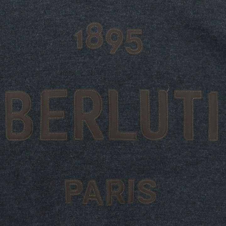 極美品▼BERLUTI ベルルッティ R23KHL108YWBS ウール100% ロゴワッペン付き プルオーバー ニット パーカー グレー L 伊製 正規品 メンズ