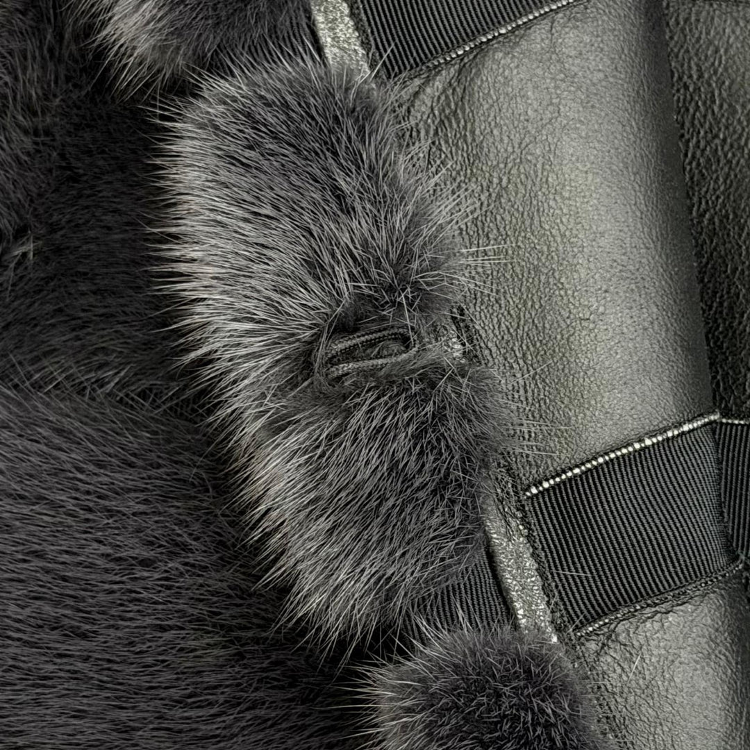 極美品△FENDI フェンディ ミンクファー ロングベスト ノースリーブコート グレー IT 38 イタリア製 正規品 レディース オススメ