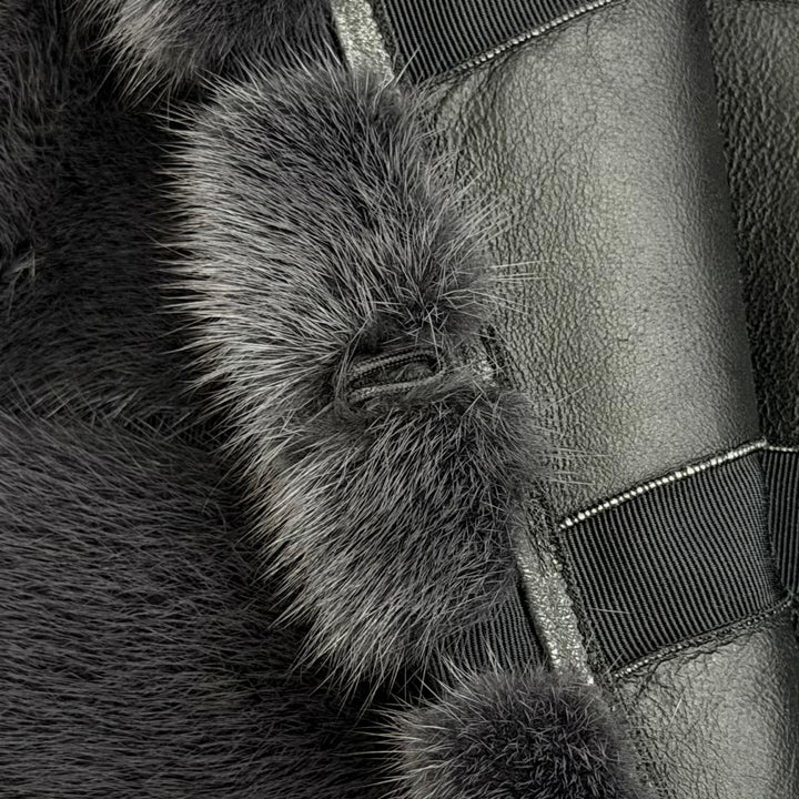 極美品△FENDI フェンディ ミンクファー ロングベスト ノースリーブコート グレー IT 38 イタリア製 正規品 レディース オススメ