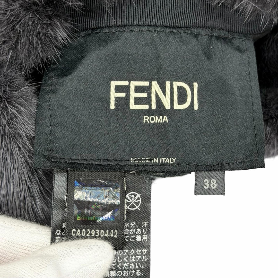 極美品△FENDI フェンディ ミンクファー ロングベスト ノースリーブコート グレー IT 38 イタリア製 正規品 レディース オススメ