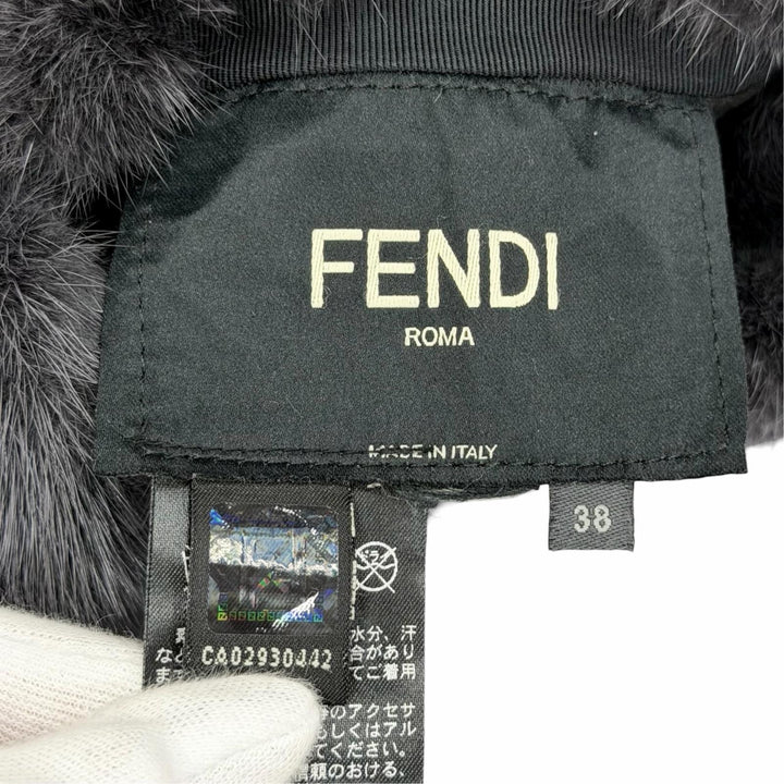極美品△FENDI フェンディ ミンクファー ロングベスト ノースリーブコート グレー IT 38 イタリア製 正規品 レディース オススメ