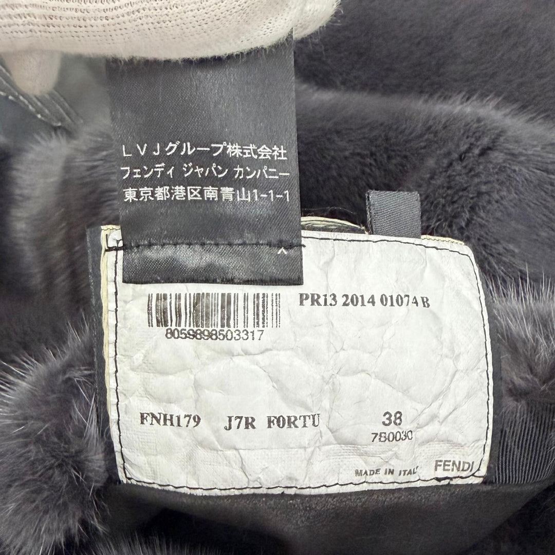 極美品△FENDI フェンディ ミンクファー ロングベスト ノースリーブコート グレー IT 38 イタリア製 正規品 レディース オススメ