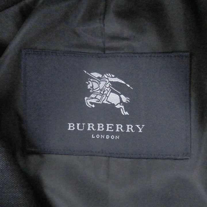 極美品□BURBERRY LONDON バーバリーロンドン シルク カシミヤ混 フライフロント ステンカラーコート ネイビー 90-165-4 日本製 正規品