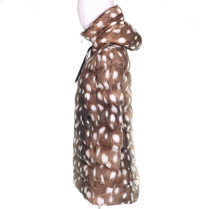 極美品△MONCLER モンクレール SUYEN スイエン ロゴジップ ファープリント ダウンジャケット ダウンコート ブラウン 0 正規品 定価278000