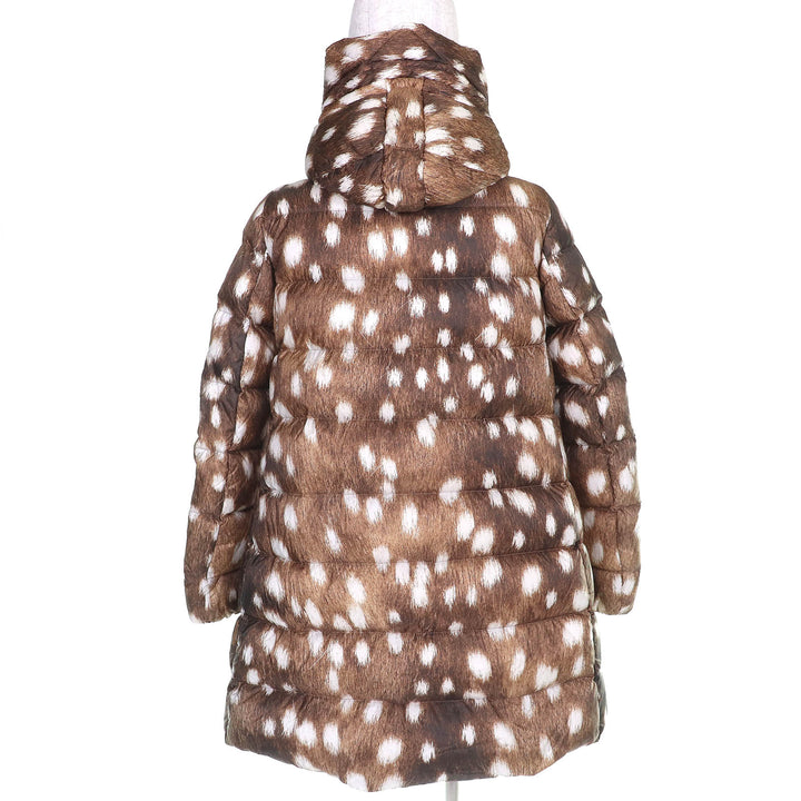 極美品△MONCLER モンクレール SUYEN スイエン ロゴジップ ファープリント ダウンジャケット ダウンコート ブラウン 0 正規品 定価278000