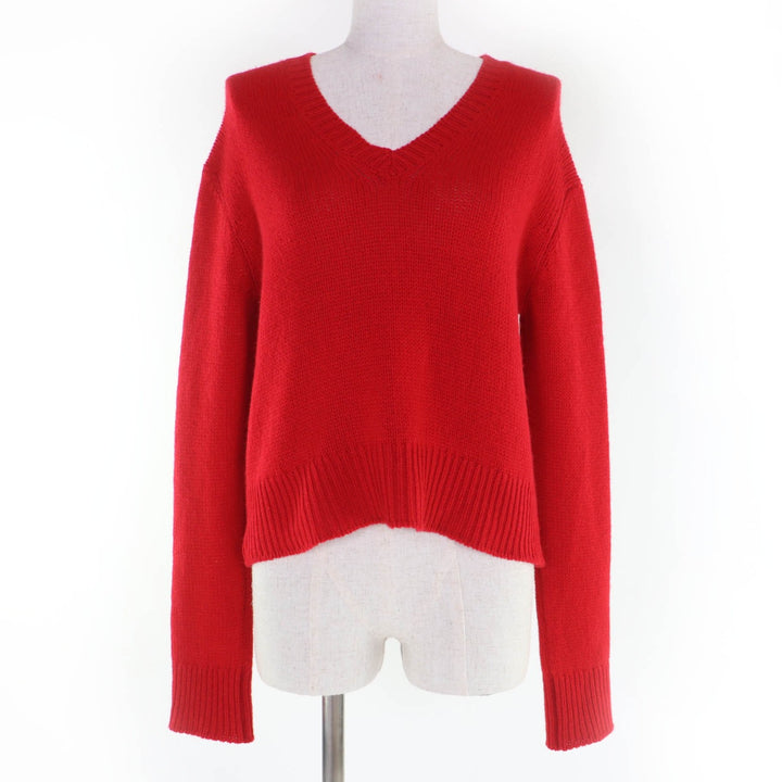 極美品☆Christian Dior クリスチャンディオール 854S82AM037 カシミヤ100％ J’ADIOR AMOUR刺繍 長袖 ニット レッド 40 伊製 正規品