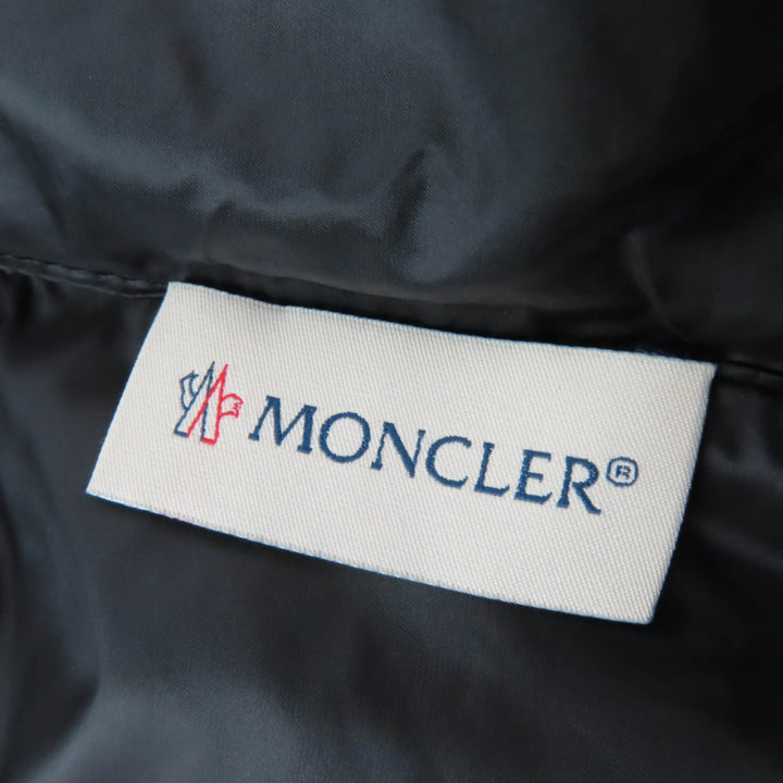 美品☆MONCLER モンクレール 2022年製 CARDIGAN ウール100％ ロゴワッペン・フード付 ニット切り替え ダウンコート ブラック L 正規品