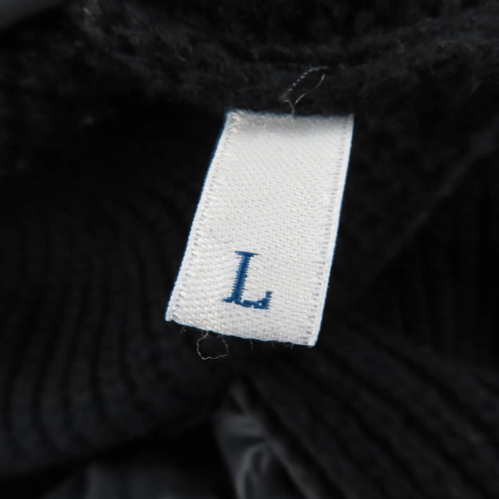 美品☆MONCLER モンクレール 2022年製 CARDIGAN ウール100％ ロゴワッペン・フード付 ニット切り替え ダウンコート ブラック L 正規品