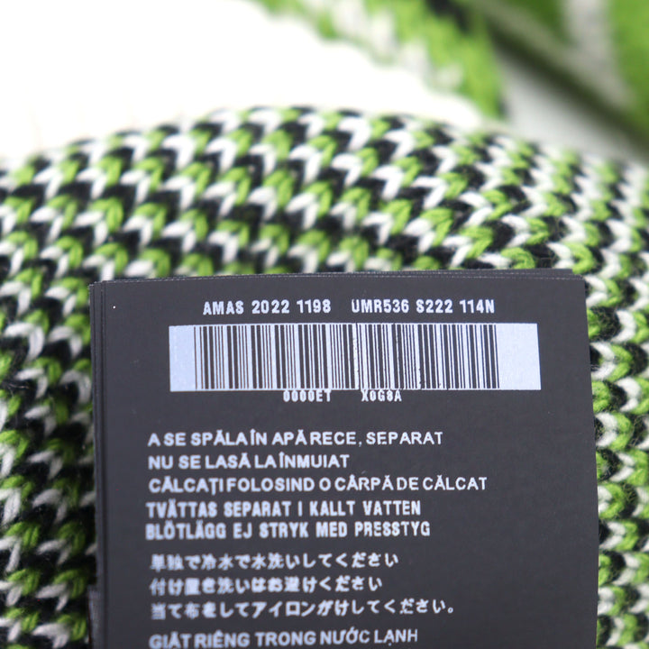極美品○PRADA プラダ 2022年製 UMR536 バージンウール カシミア29% ロゴ刺繡 ハイネック ニット トライアングル柄 48 正規品 メンズ