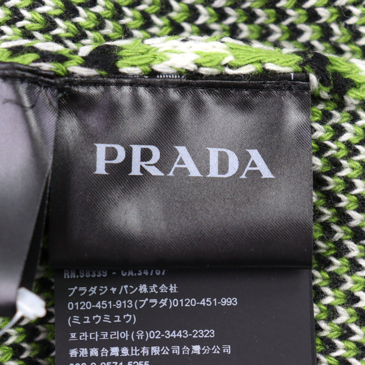 極美品○PRADA プラダ 2022年製 UMR536 バージンウール カシミア29% ロゴ刺繡 ハイネック ニット トライアングル柄 48 正規品 メンズ