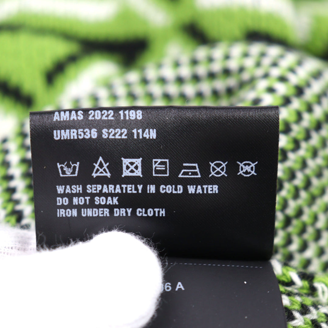 極美品○PRADA プラダ 2022年製 UMR536 バージンウール カシミア29% ロゴ刺繡 ハイネック ニット トライアングル柄 48 正規品 メンズ