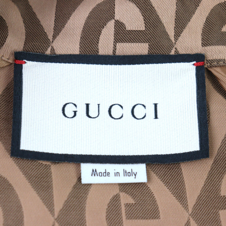 美品○GUCCI グッチ 587358 Gランバス サイドライン レザー使い トラックジャケット ブラウン系 S イタリア製 正規品 メンズ