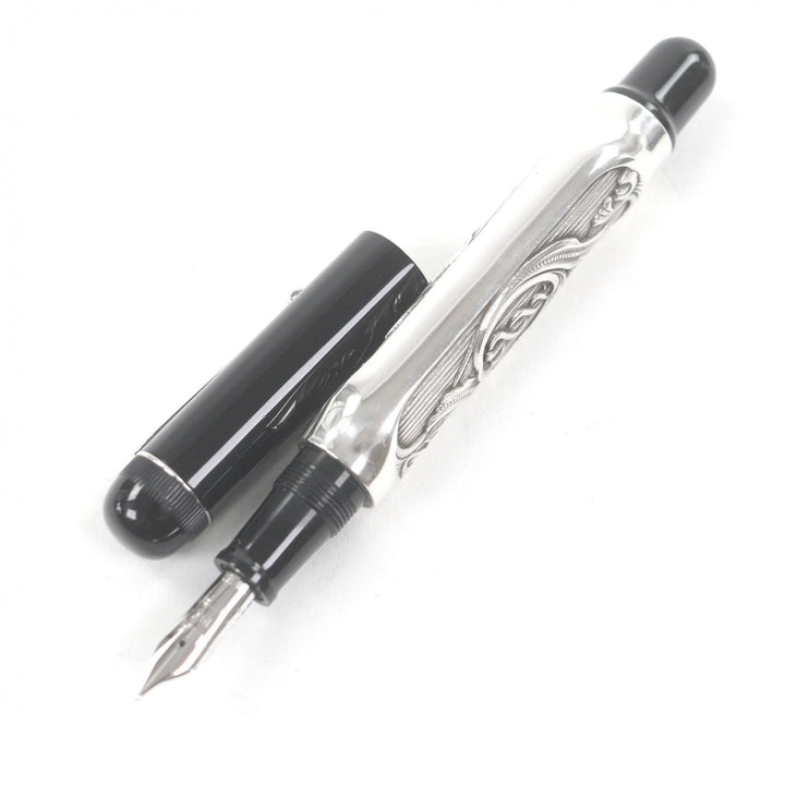美品□OMAS オマス ヴィンテージ SV925 ペン先18K Mニブ 創設75周年記念 2000年 0130/1500 ドクターペン 万年筆 シルバー ブラック