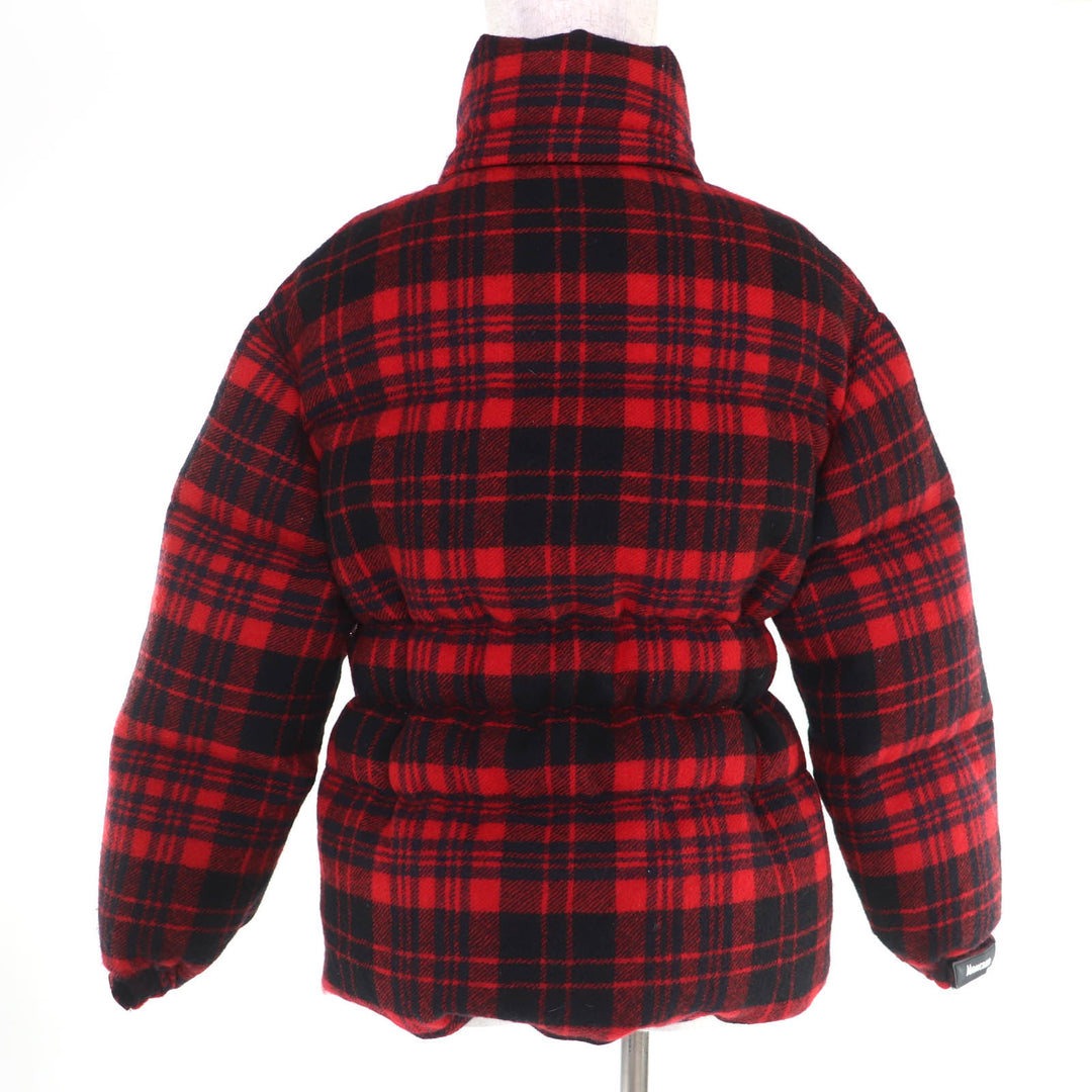 極美品☆MONCLER モンクレール 19-20AW DANUBE ウール100％ フード付 チェック柄 ダウンジャケット レッド ブラック 0 正規品 レディース