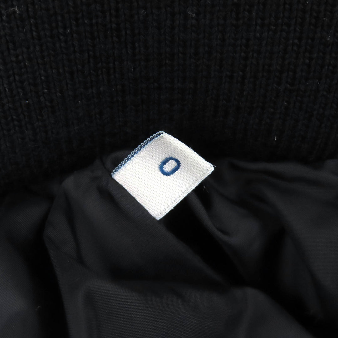 美品△MONCLER モンクレール DIMITRI ロゴワッペン ラムレザー切り替え スタンドカラー ライダース ダウンジャケット 黒 0 正規品 メンズ