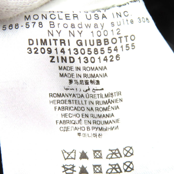 美品△MONCLER モンクレール DIMITRI ロゴワッペン ラムレザー切り替え スタンドカラー ライダース ダウンジャケット 黒 0 正規品 メンズ