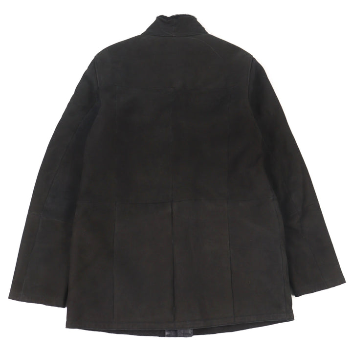 良品○MOORER ムーレー 20AW ETTORE-ME レザー ロゴタブ スタンドカラー ダブルジップ ムートンジャケット 濃茶 46 正規品 メンズ