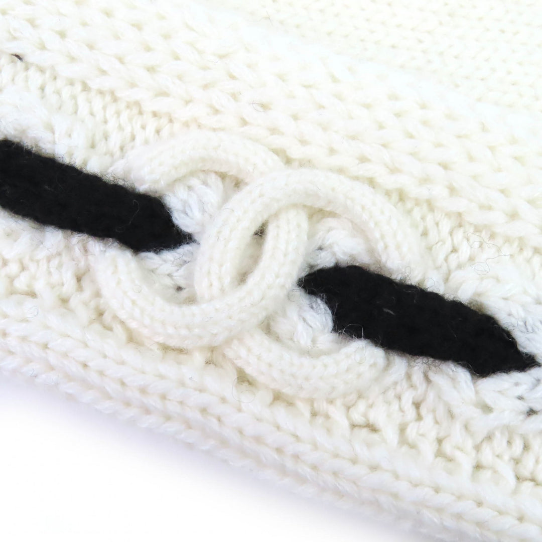未使用品△CHANEL シャネル AAB112 カシミヤ100% ココマーク ニット帽 ニットキャップ ホワイト ブラック 箱付 英国製 正規品 レディース