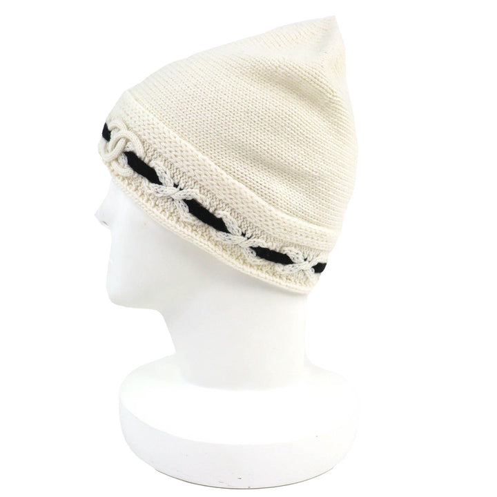 未使用品△CHANEL シャネル AAB112 カシミヤ100% ココマーク ニット帽 ニットキャップ ホワイト ブラック 箱付 英国製 正規品 レディース