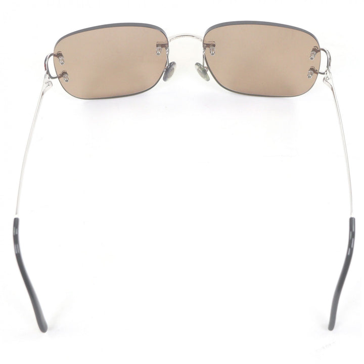 美品□Cartier カルティエ 135 2Cデコール ツーポイント サングラス シルバー ブラウン系レンズ □17 度入り ケース付 フランス製 メンズ