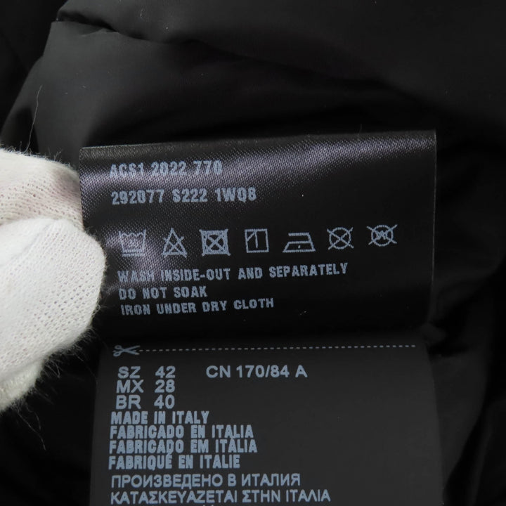 未使用品★PRADA プラダ 292077 Re Nylon トライアングルロゴ ベルト付 ダウンコート ブラック 42 ハンガー付き 伊製 正規品 レディース