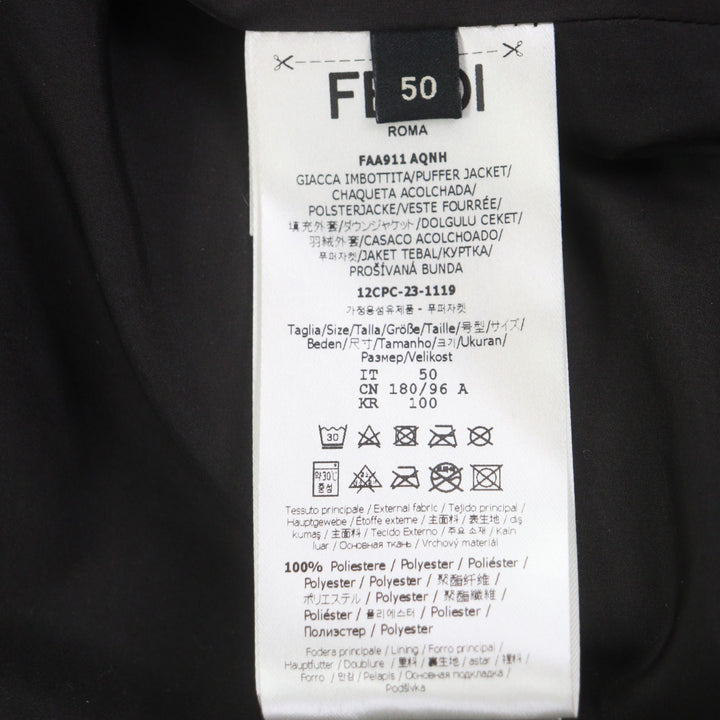 極美品▼FENDI フェンディ 2023年製 FAA911 FFロゴエンボス フーデッド WZIPUP ダウンジャケット ダークブラウン 50 正規品 メンズ