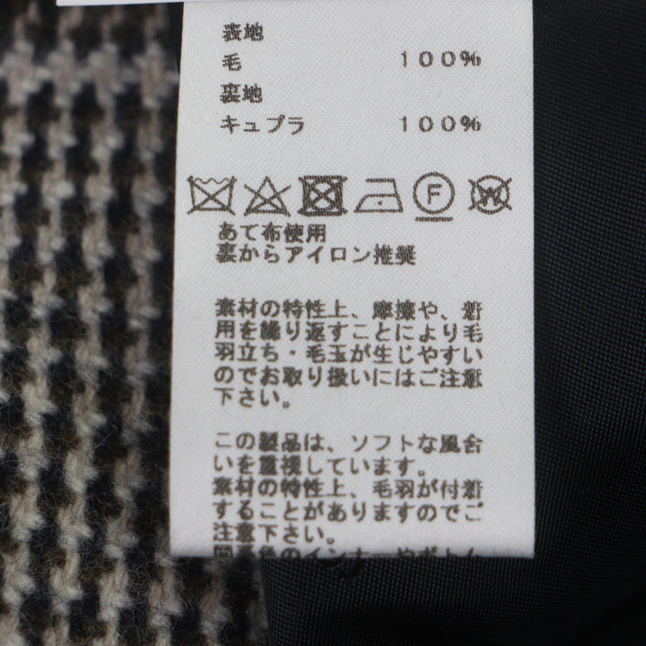 極美品▼HERMES エルメス ウール100% 千鳥格子 厚手 ツイード シングルチェスターコート ブラウン 50 イタリア製 正規品 メンズ