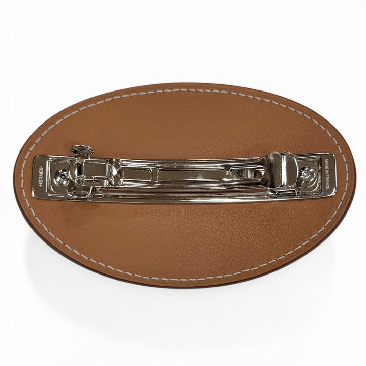 極美品◇HERMES エルメス エヴリン GM ゴールド Hロゴ 現行品 バレッタ ヘアアクセサリー 箱付き フランス製 レディース 定価138600円