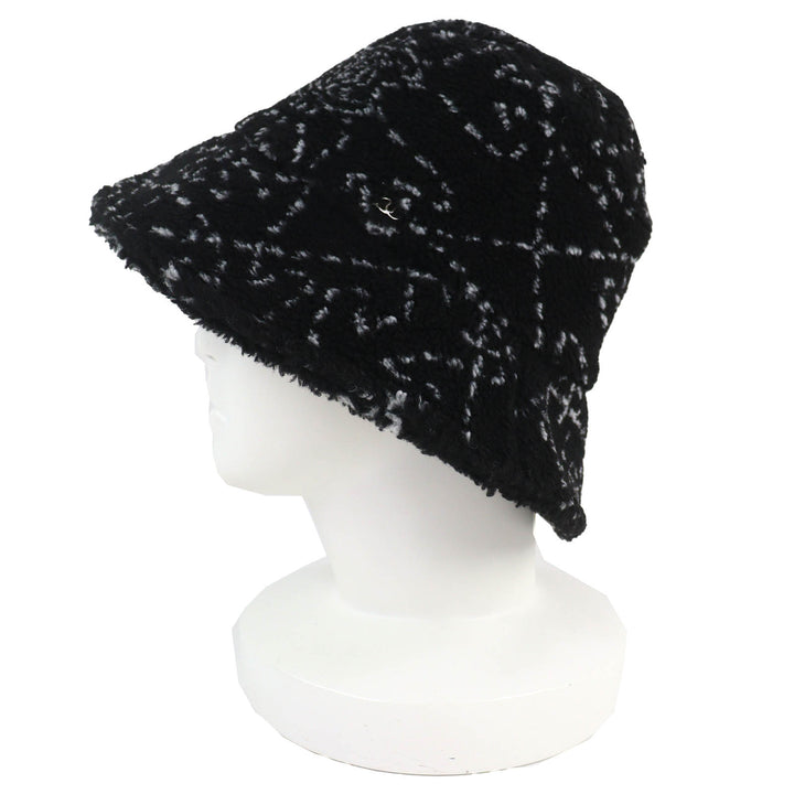 極美品△CHANEL シャネル 21B AA7847 ココマーク金具 総柄 パイル地 バケットハット 帽子 ブラック ホワイト M 伊製 正規品 レディース