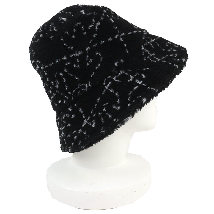 極美品△CHANEL シャネル 21B AA7847 ココマーク金具 総柄 パイル地 バケットハット 帽子 ブラック ホワイト M 伊製 正規品 レディース