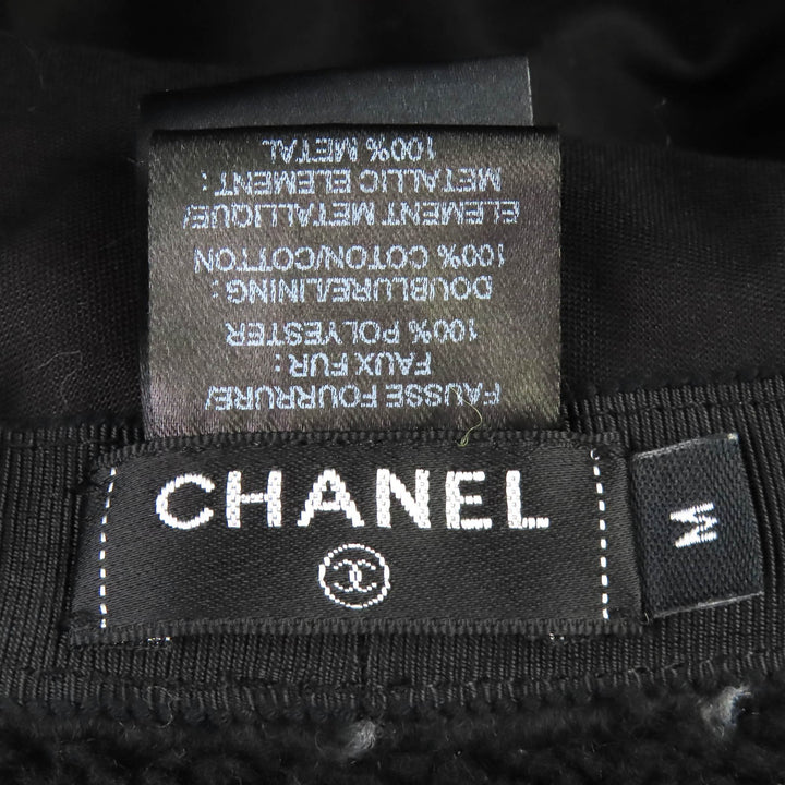 極美品△CHANEL シャネル 21B AA7847 ココマーク金具 総柄 パイル地 バケットハット 帽子 ブラック ホワイト M 伊製 正規品 レディース