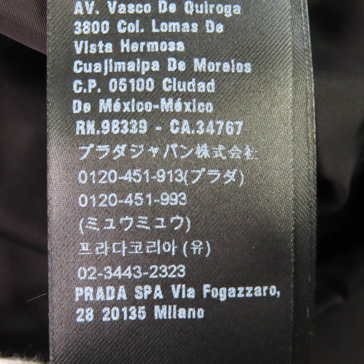 極美品△PRADA プラダ 2FS028 トライアングルロゴ フード付き 総柄 RE-NYLON ダウン マフラー レッド ブラック ホワイト 正規品 レディース